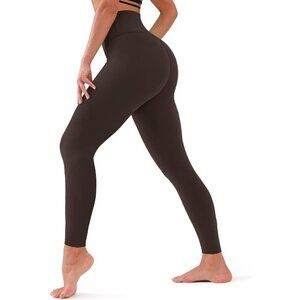 Women's Brown Tummy Control Through Workout Soft Yoga High Waisted Leggings